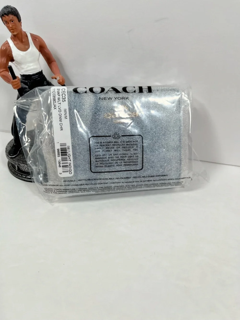 NWT Coach Snap Wallet In Loved Denim With Charm CEC35 - Picture 8 of 8